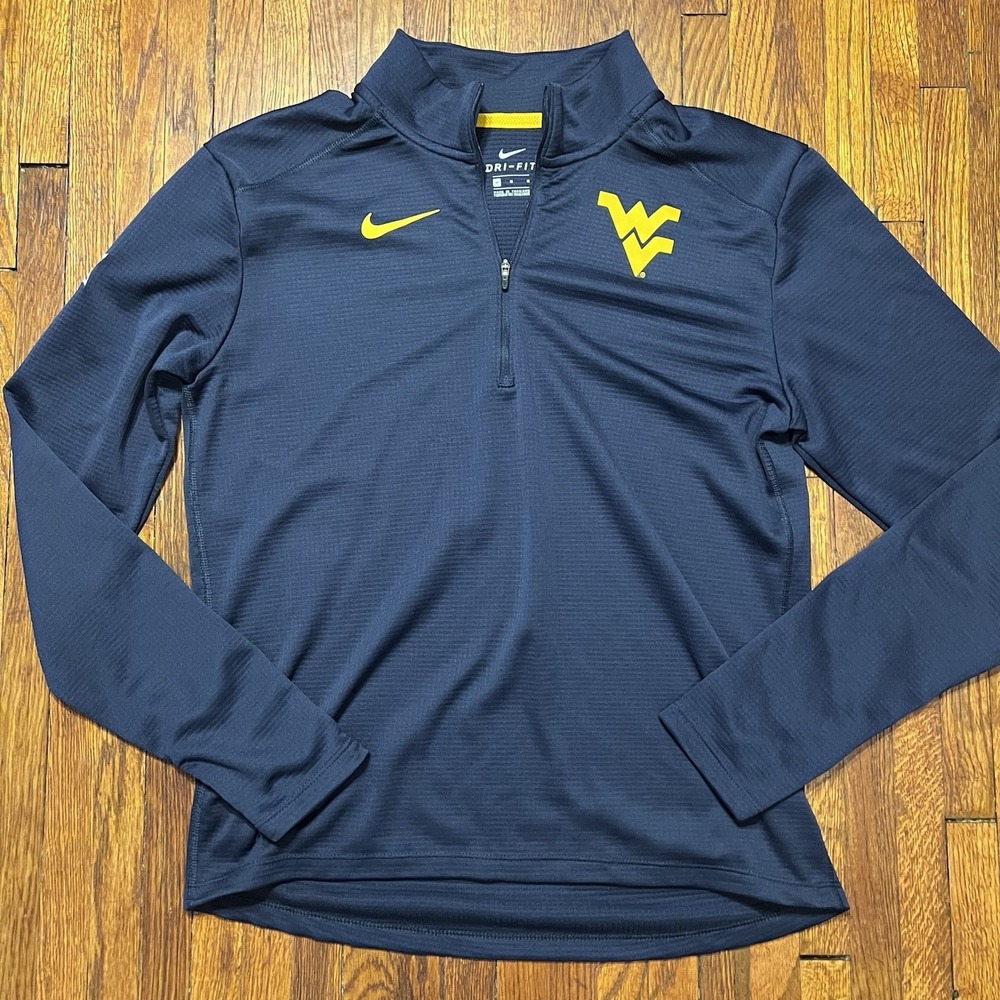 Nike Dri-FIT West Virginia Mountaineers WVU Quarter Zip Pullover Navy Men's Med